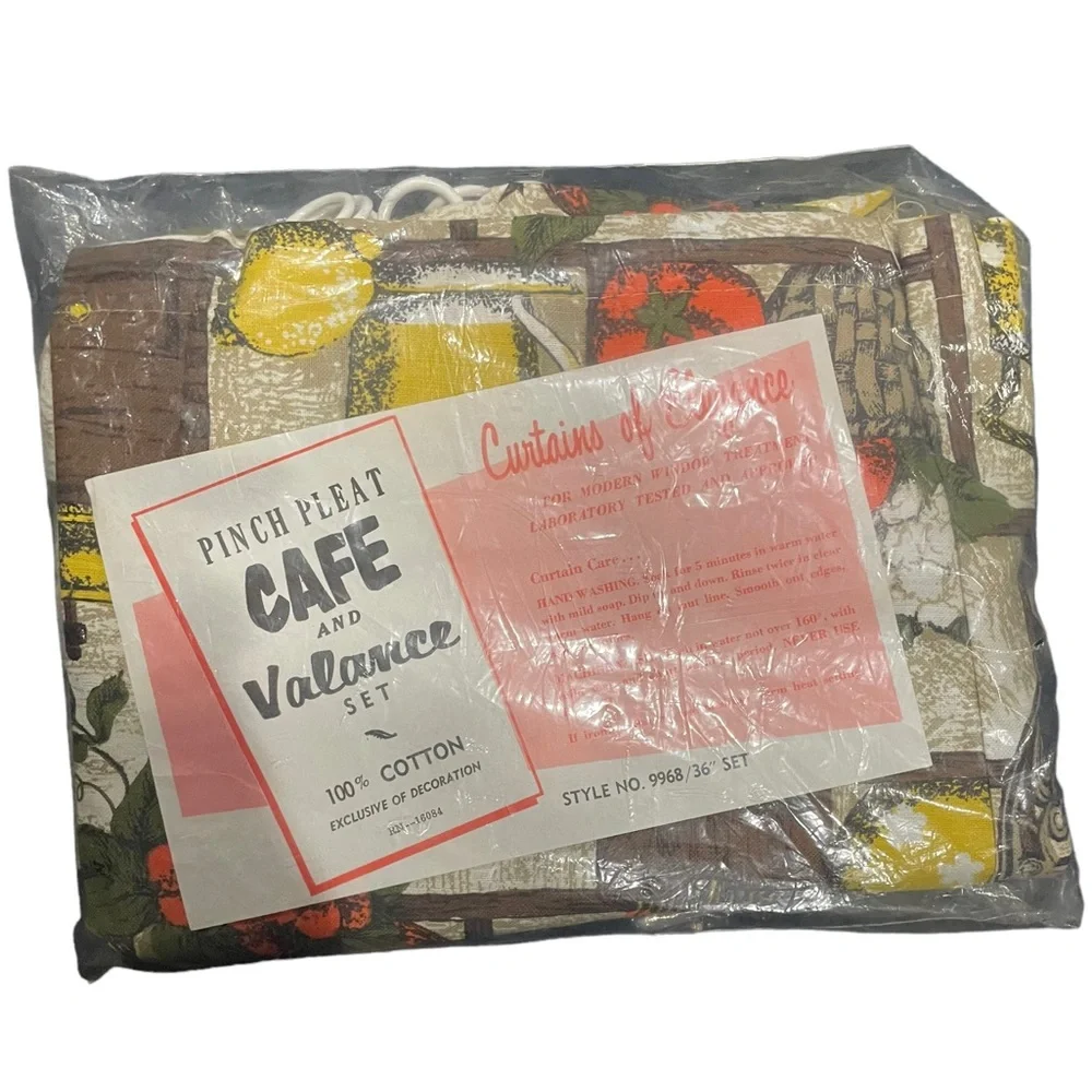 NWT Vintage Cotton 36” Pinch Pleat Cafe‎ & Valence